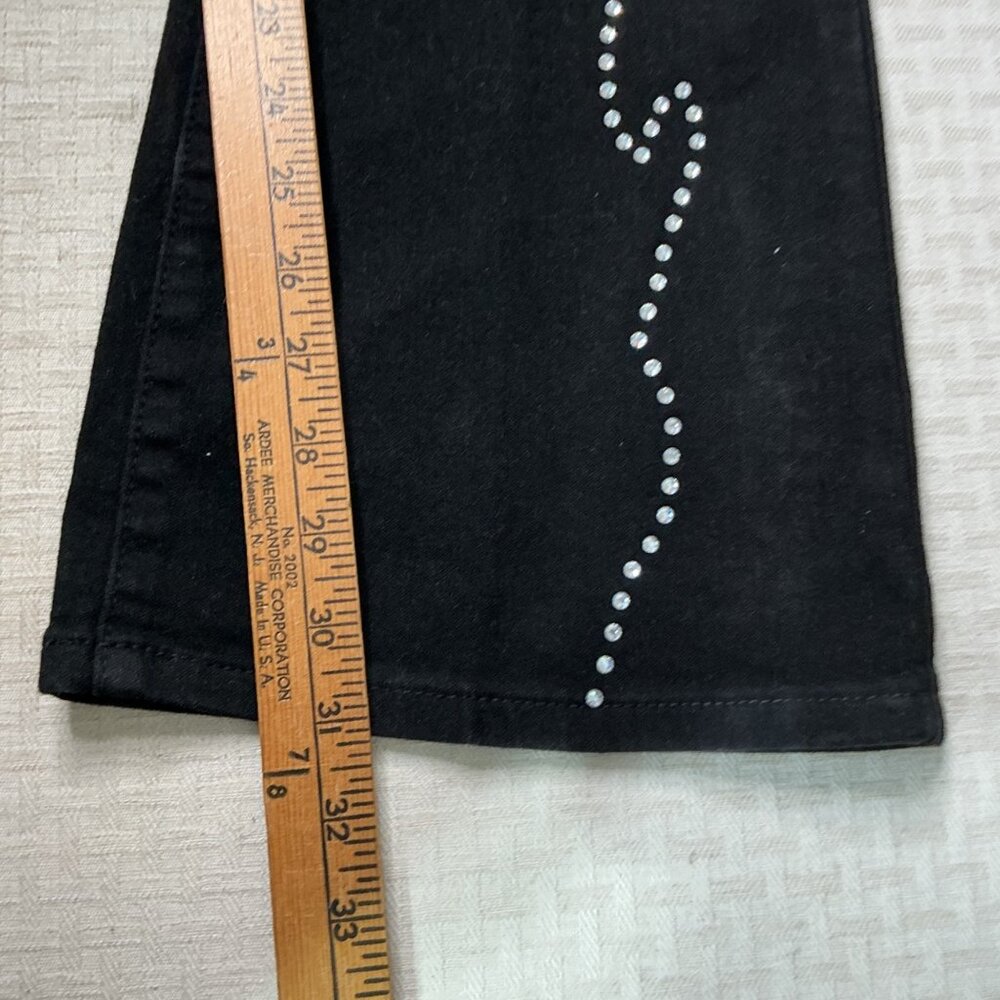 Gogo Jeans Womens Size 13/31 Black Bootcut Rhinestone-Embellished Denim Jeans - Picture 8 of 10